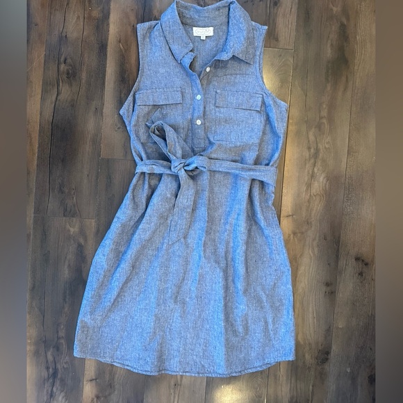 Mud Pie Dresses & Skirts - Mud Pie Chambray Belted Midi Dress S | Summer Casual Blue Button Front